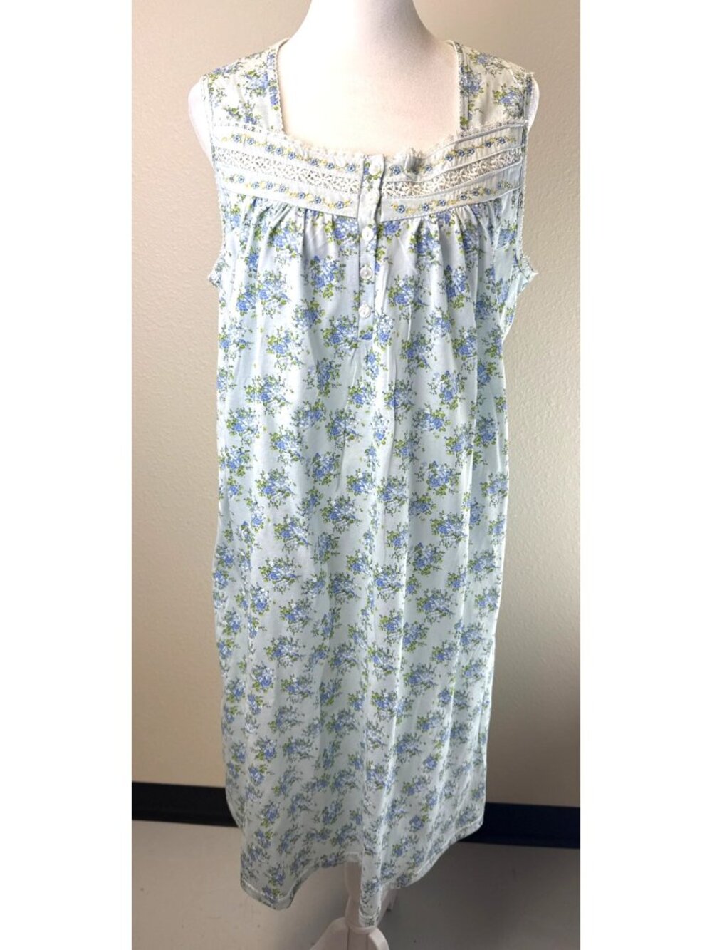 Pink Label Women's Large Nightgown Sleeveless Midi Cotton Blend Grandma